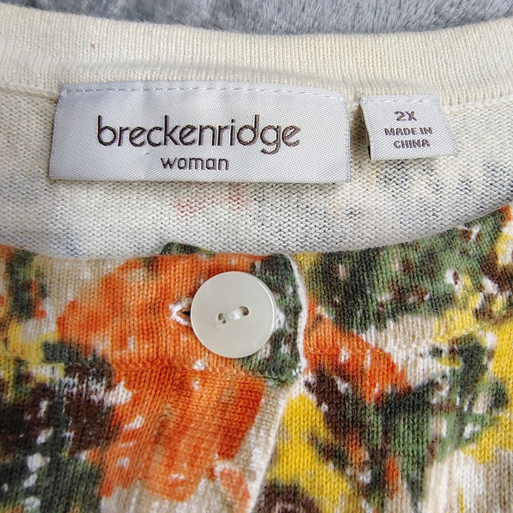 Breckenridge 2X Floral Summer Cardigan Sweater Cottagecore Artsy Grannycore - Picture 2 of 9